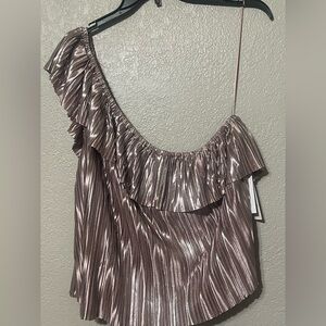 Guess Metallic Cropped Pleated Top